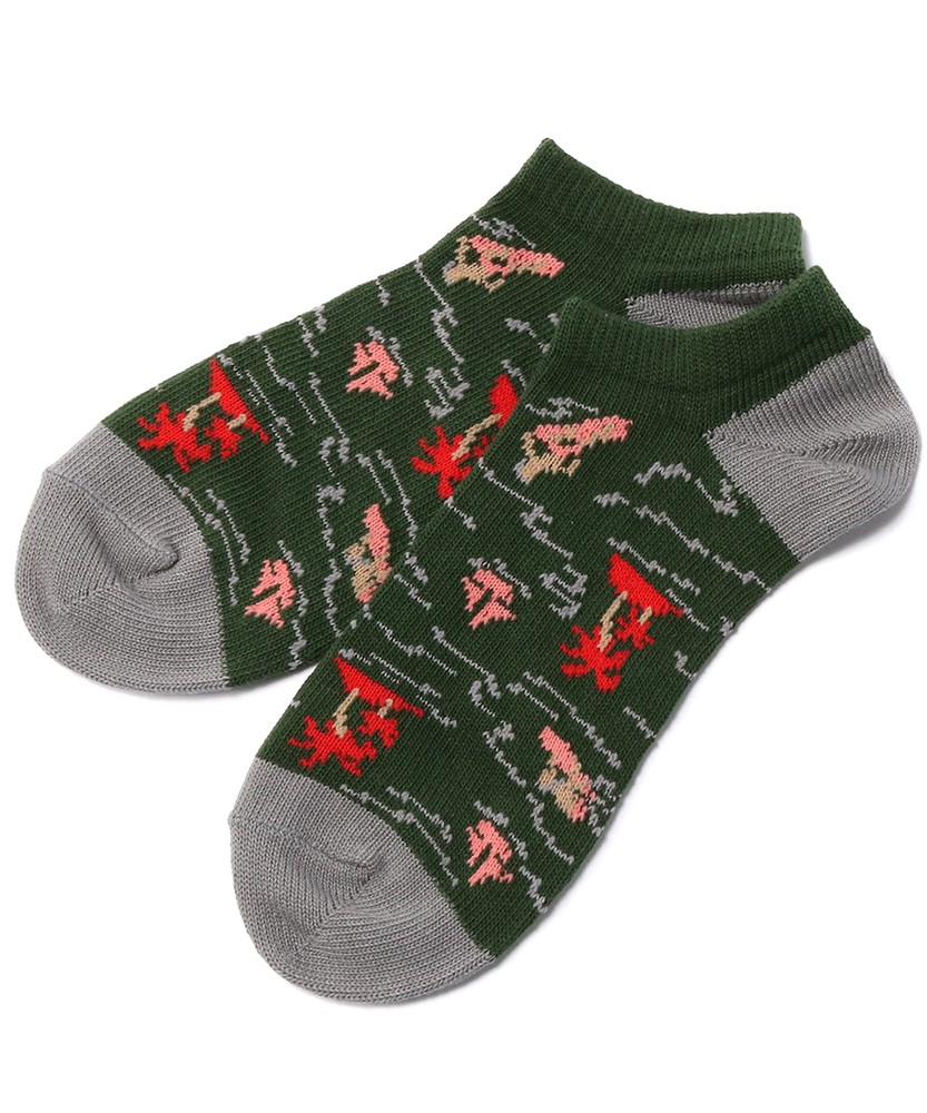 BASIC SOCKS 総柄サーフアンクルソックス メンズ グリーン