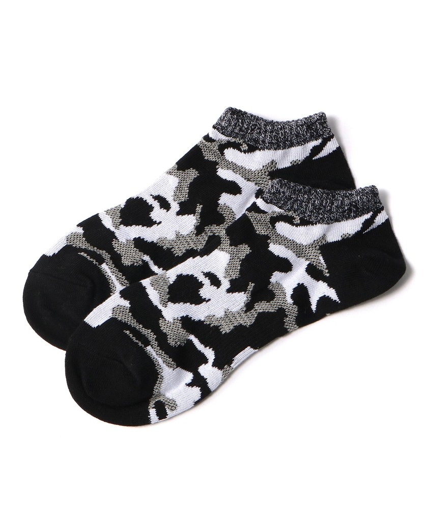 BASIC SOCKS メッシュ迷彩アンクル丈ソックス メンズ ブラック