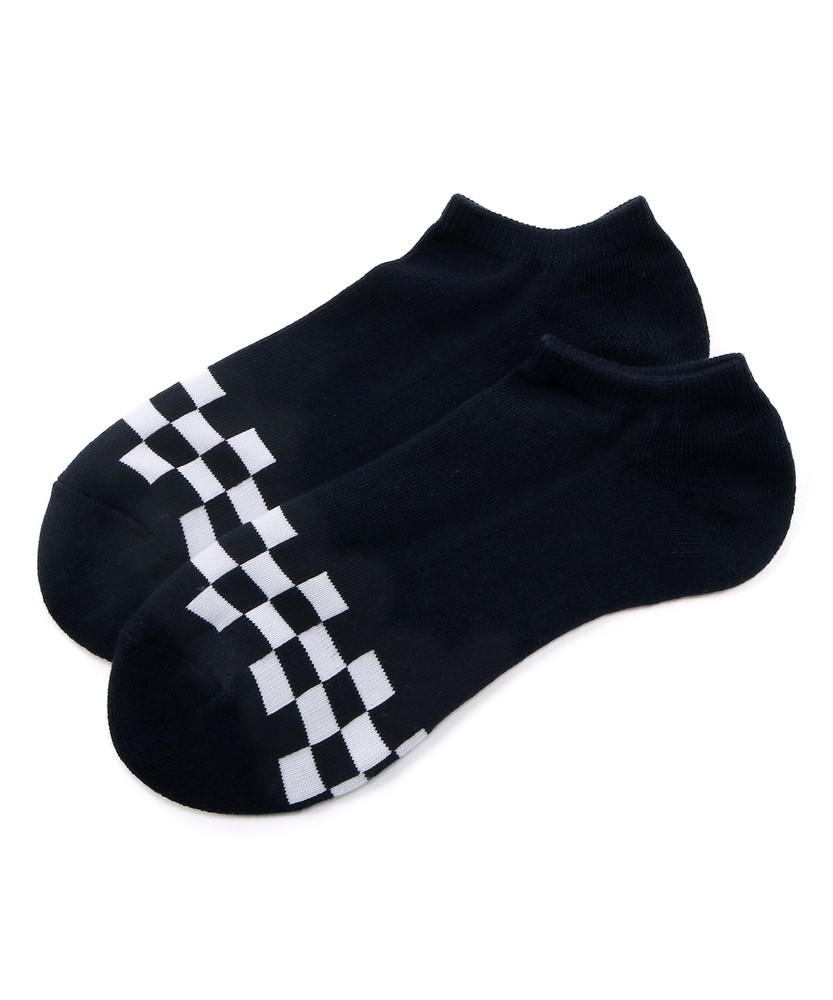 BASIC SOCKS トゥチェッカーアンクル丈ソックス メンズ ネイビー