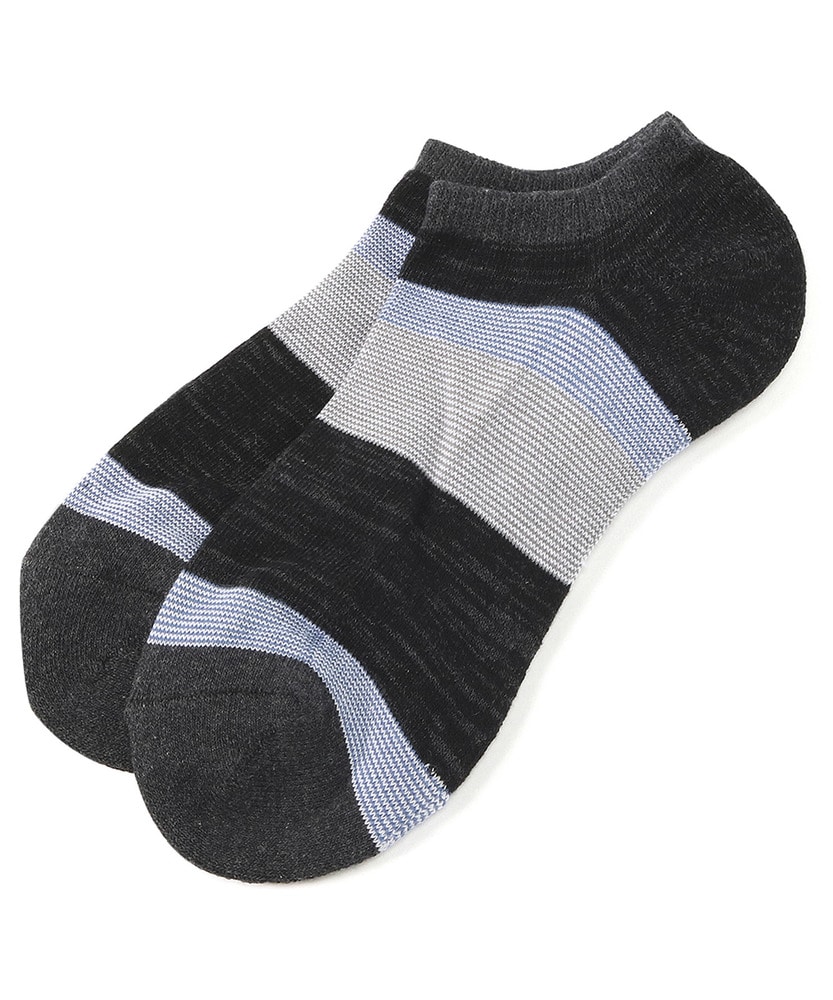 BASIC SOCKS パイルメクラジマ切り替えソックス メンズ ブラック