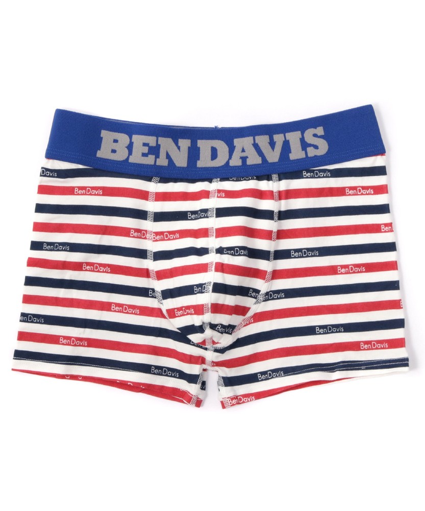 BEN DAVIS マルチボーダー柄ボクサーブリーフ メンズ ネイビー