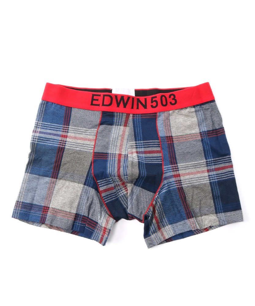 EDWIN トーンオンチェック柄アンダーウェア メンズ レッド