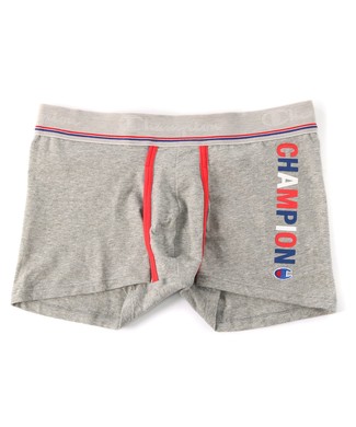 Champion ロゴプリント前開きボクサーパンツ メンズ グレー