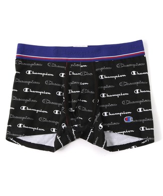 Champion ロゴ柄前開きボクサーパンツ メンズ ブラック