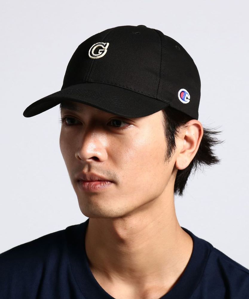 Champion アルファベット刺繍ワッペンキャップ メンズ ブラック