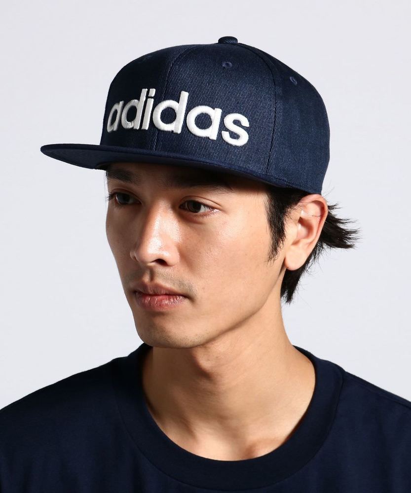 adidas ロゴ刺繍平つばキャップ メンズ 中濃色