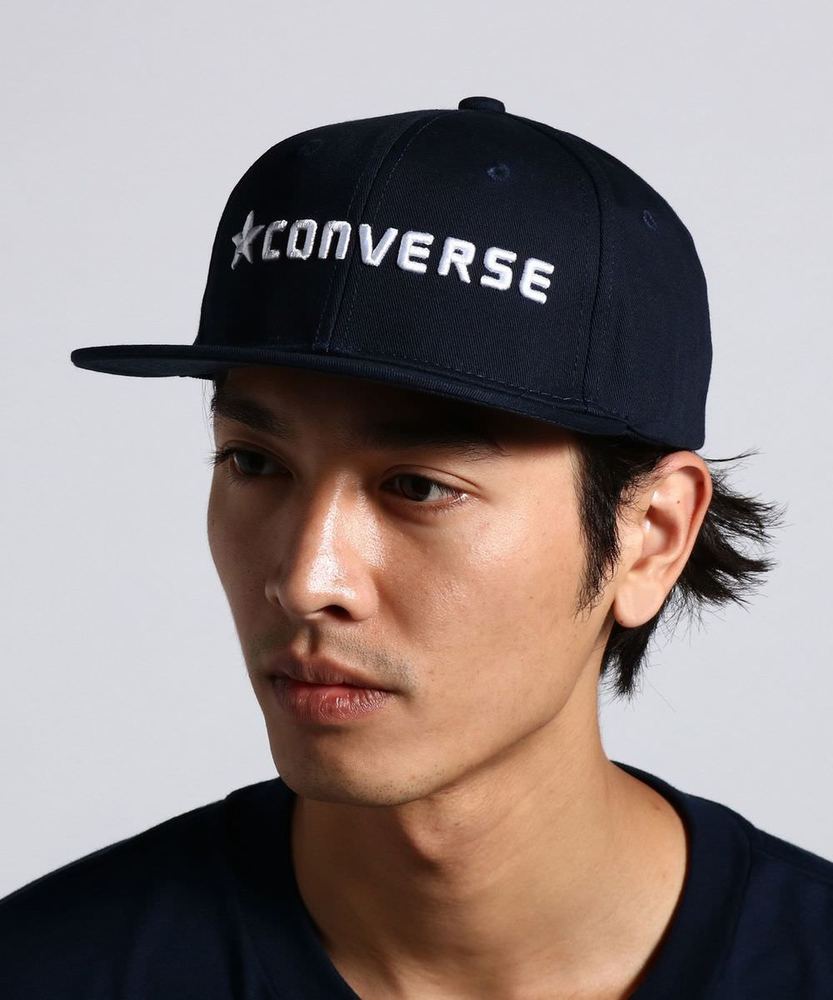 CONVERSE スターxロゴ刺繍平つばキャップ メンズ 中濃色