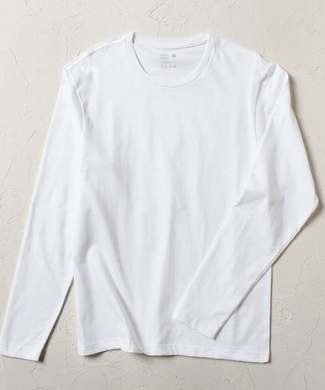 BASIC INNER 【綿100%】クルーネック天竺ロングTシャツ メンズ ホワイト