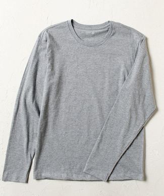 BASIC INNER 【綿100%】クルーネック天竺ロングTシャツ メンズ グレー