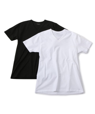 Gunze スーパーコットンvネックtシャツ2枚組 メンズ ホワイト ブラック ライトオン メニーサーカス