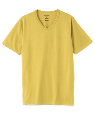 HANES VネックTシャツ メンズ ダークイエロー