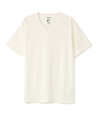 HANES VネックTシャツ メンズ オフシロ