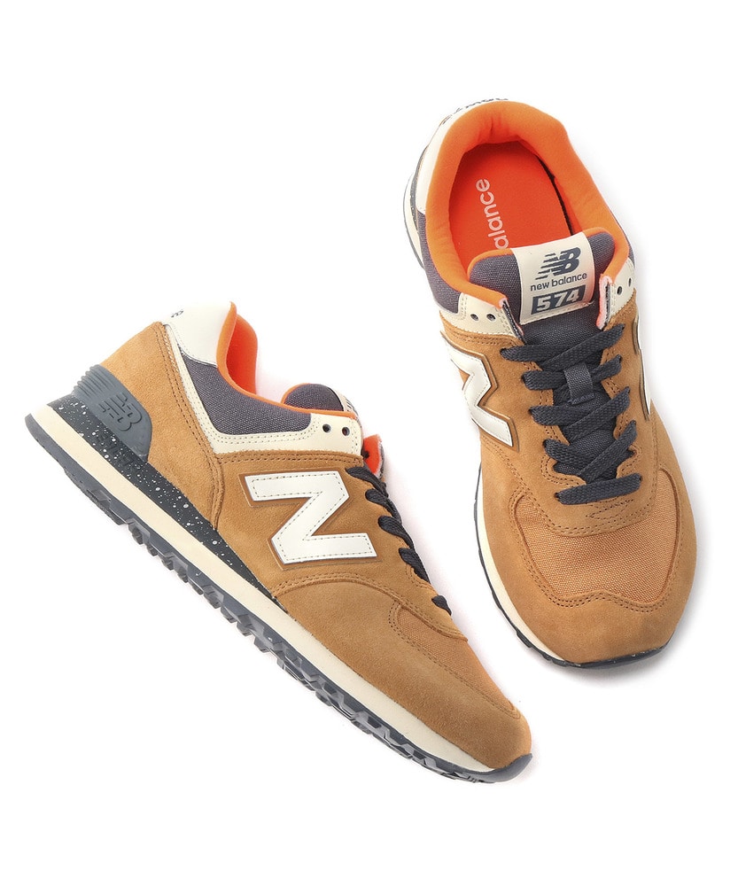 New Balance 「ML574HVB」スニーカー メンズ グレー＊オレンジ