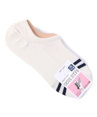 Right-on Basic 2本ラインシューズインソックス レディース ネイビー*ホワイト