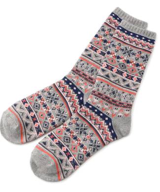 BASIC SOCKS フェアアイル柄ソックス レディース ライトグレー