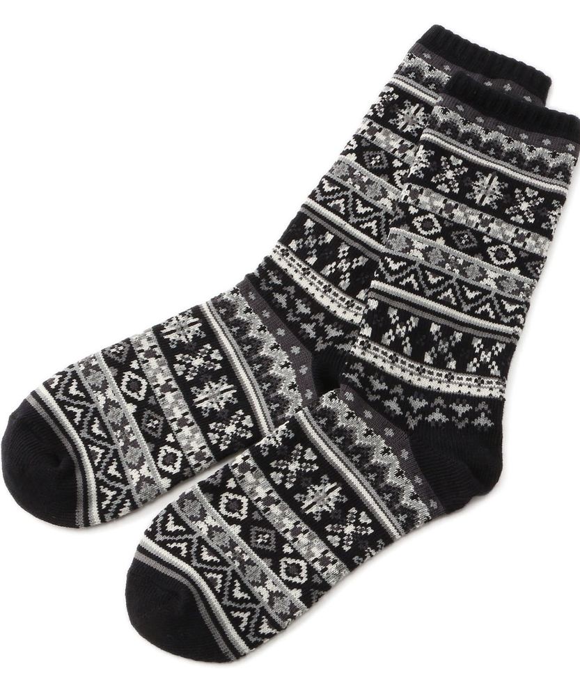 BASIC SOCKS フェアアイル柄ソックス レディース ブラック