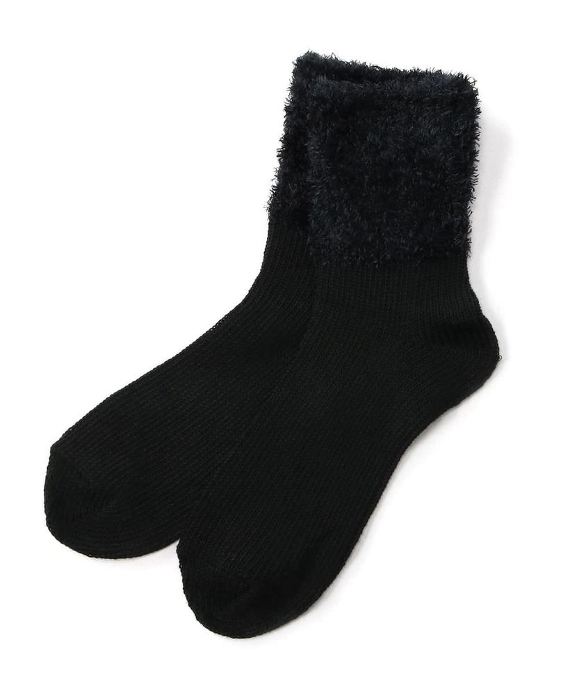 BASIC SOCKS フェイクファー切り替えソックス レディース ブラック