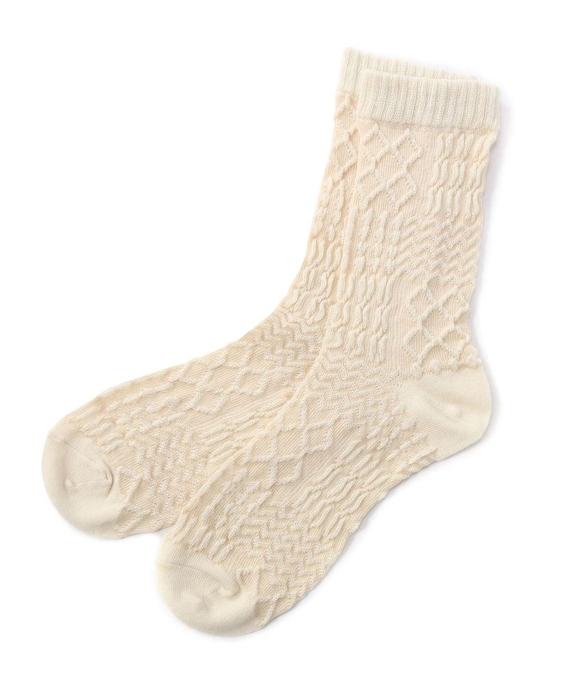 BASIC SOCKS パッチワーク風無地ソックス レディース オフシロ