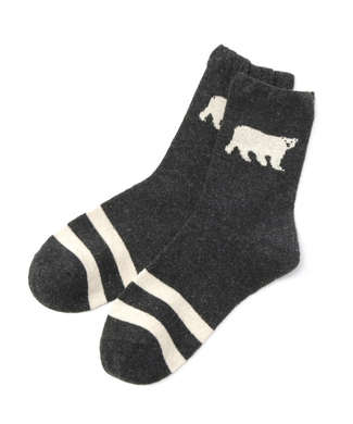 BASIC SOCKS アニマルデザインカジュアルソックス レディース ダークグレー