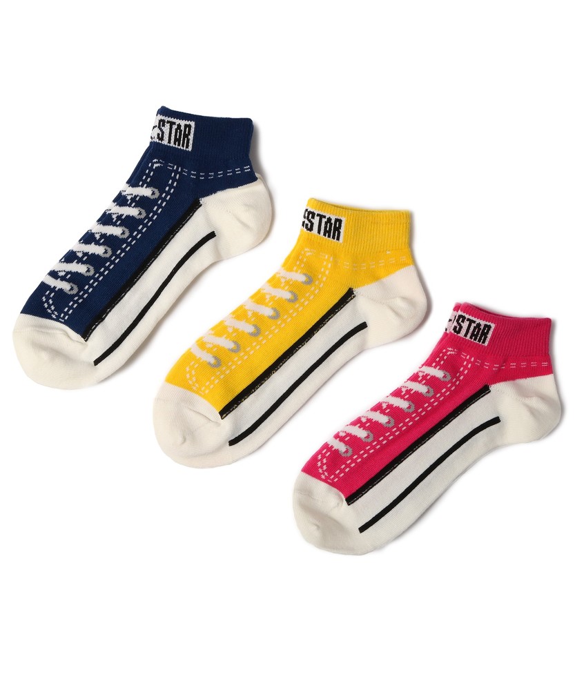 CONVERSE ローカット柄3Pソックス レディース B