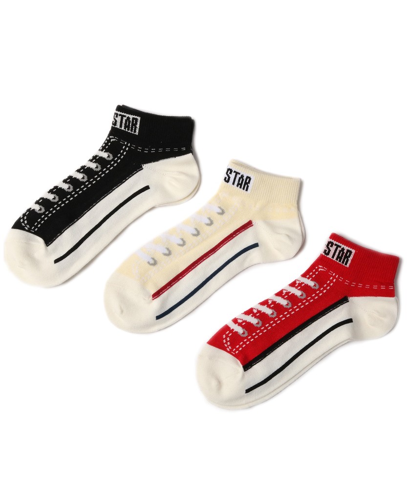 CONVERSE ローカット柄3Pソックス レディース I