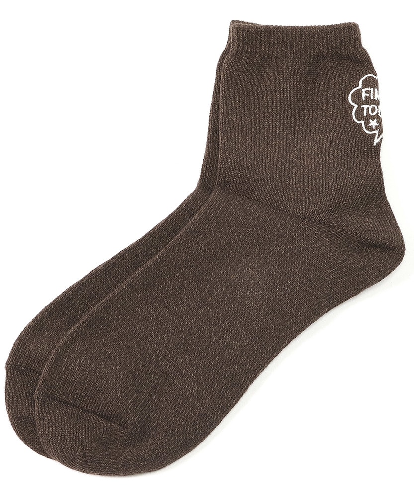 BASIC SOCKS ロゴ刺繍ムジソックス レディース ダークブラウン
