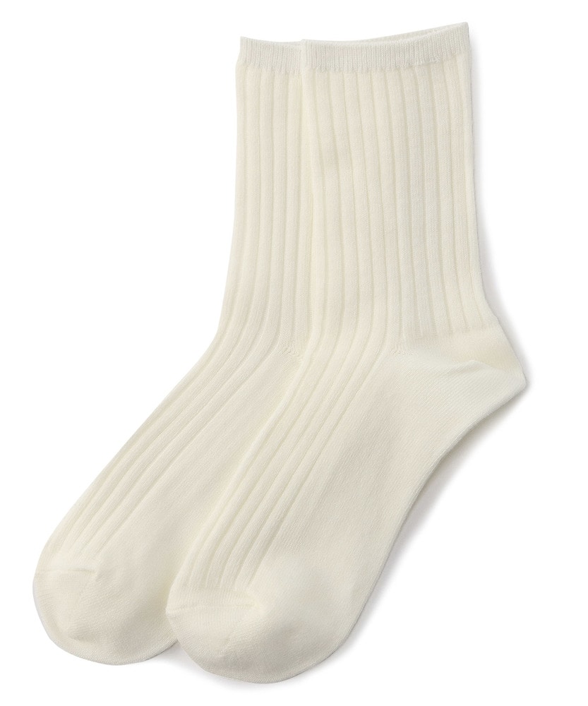 BASIC SOCKS リブ無地ソックス レディース オフシロ