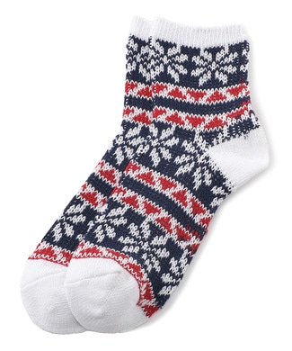 BASIC SOCKS ジャカード雪柄ソックス レディース オフシロ