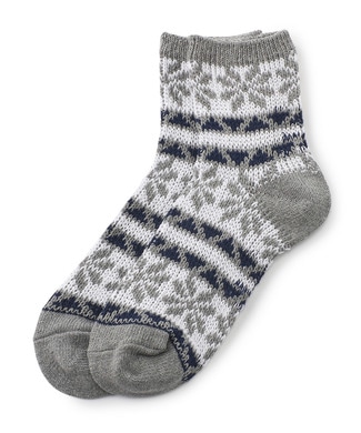 BASIC SOCKS ジャカード雪柄ソックス レディース グレー