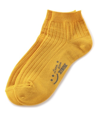 BASIC SOCKS リブ無地ソックス レディース ダークイエロー