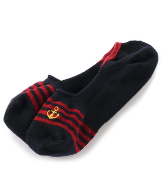 BASIC SOCKS アンカー刺繍ボーダーソックス レディース ネイビー