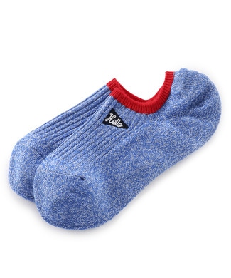 BASIC SOCKS 杢リブ刺繍ソックス レディース ブルー