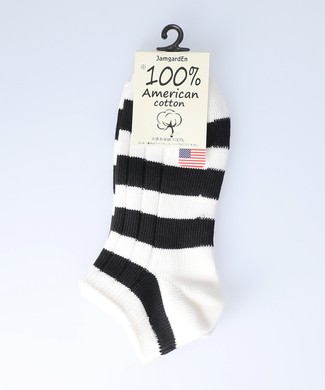 注目の商品 ライトオン Other 太リブボーダー柄ソックス レディース オフホワイト ブラック かいこみ