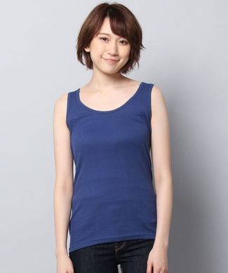 HANES リブタンク レディース ネイビー