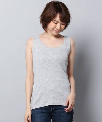 HANES リブタンク レディース グレー