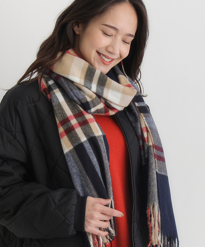 Right-on(近畿中国)のチェック柄大判ストール