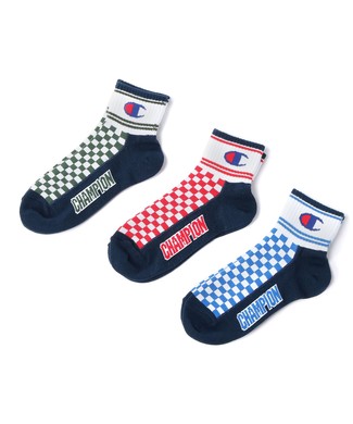 Champion ショートレングスソックスチェッカー キッズ ネイビー