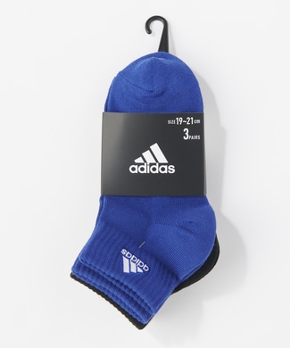 adidas 刺しゅうロゴソックス3足セット キッズ ブラック/ブルー/グレー