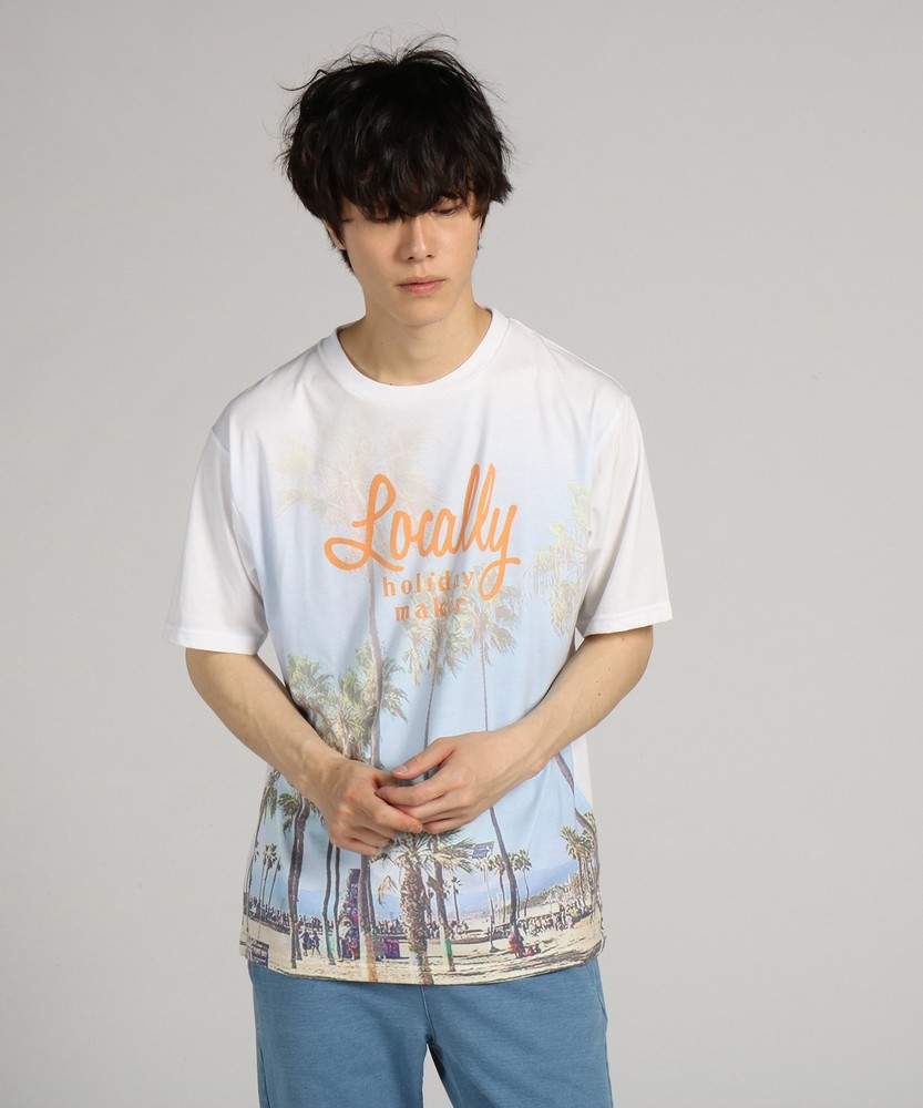 Naughty Dog フォトロゴプリントTシャツ メンズ ホワイト＊サックス