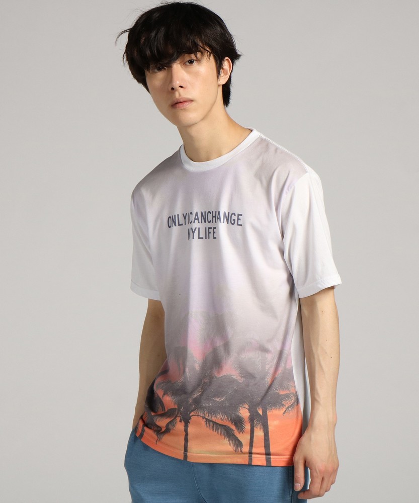 Naughty Dog フォトロゴプリントTシャツ メンズ ホワイト＊オレンジ