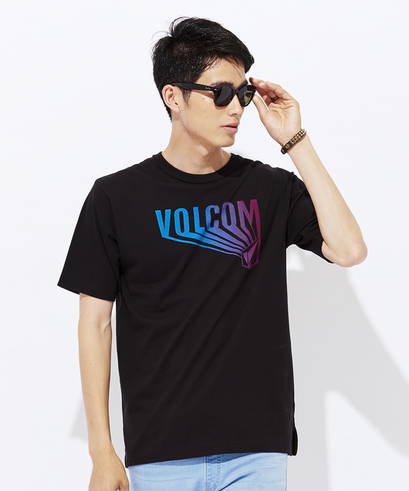 VOLCOM グラデーションロゴTシャツ メンズ ブラック