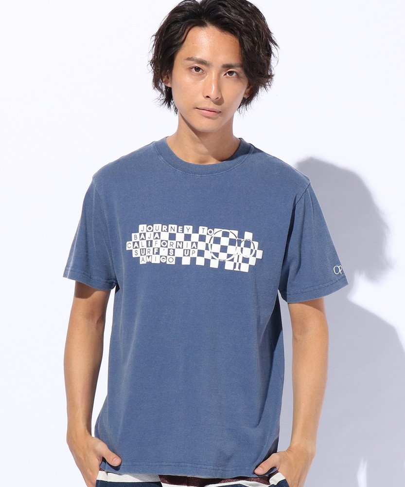 OCEAN PACIFIC チェッカー半袖Tシャツ メンズ ネイビー