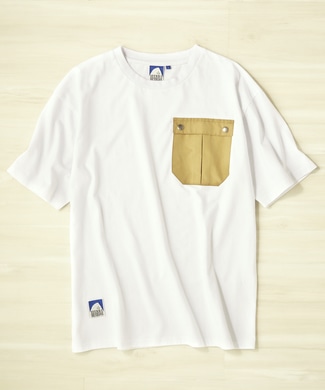 SIERRA DESIGNS 無地ワンポイントポケットTシャツ メンズ ベージュ*ブラック