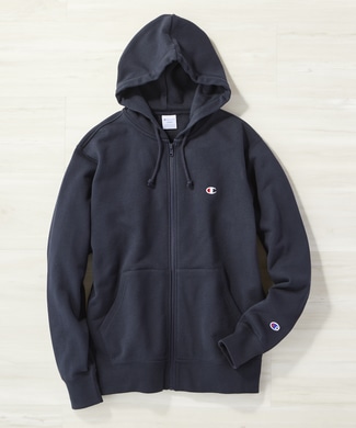 Champion ワンポイントジップパーカー メンズ ネイビー