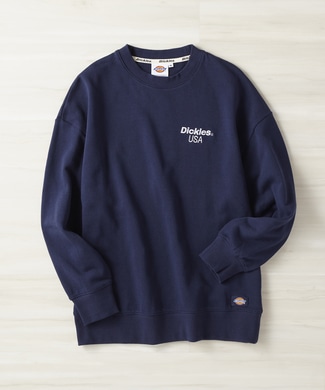 Dickies 刺繍クルーネックプルオーバー レディース ネイビー