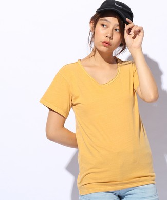 Naughty Dog フェードクルーネックTシャツ レディース イエロー