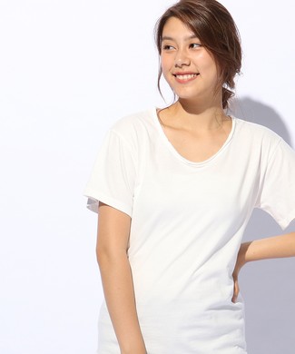 Naughty Dog フェードクルーネックTシャツ レディース オフシロ
