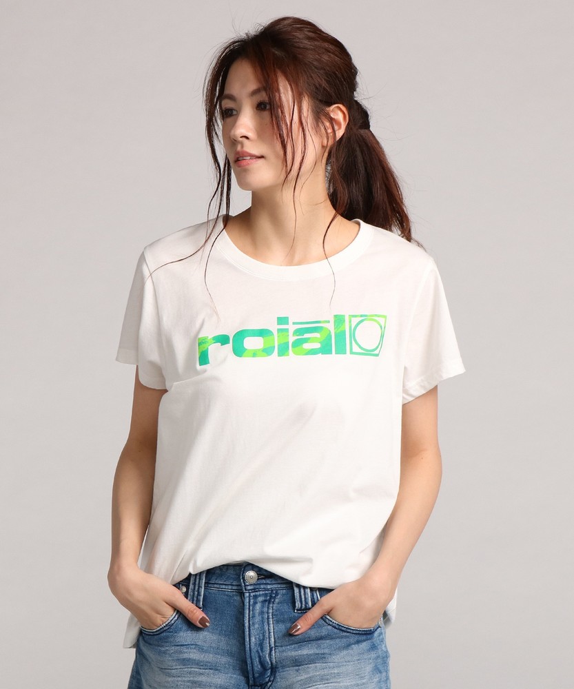 roial マーブルロゴ半袖クルーネックTシャツ レディース オフシロ