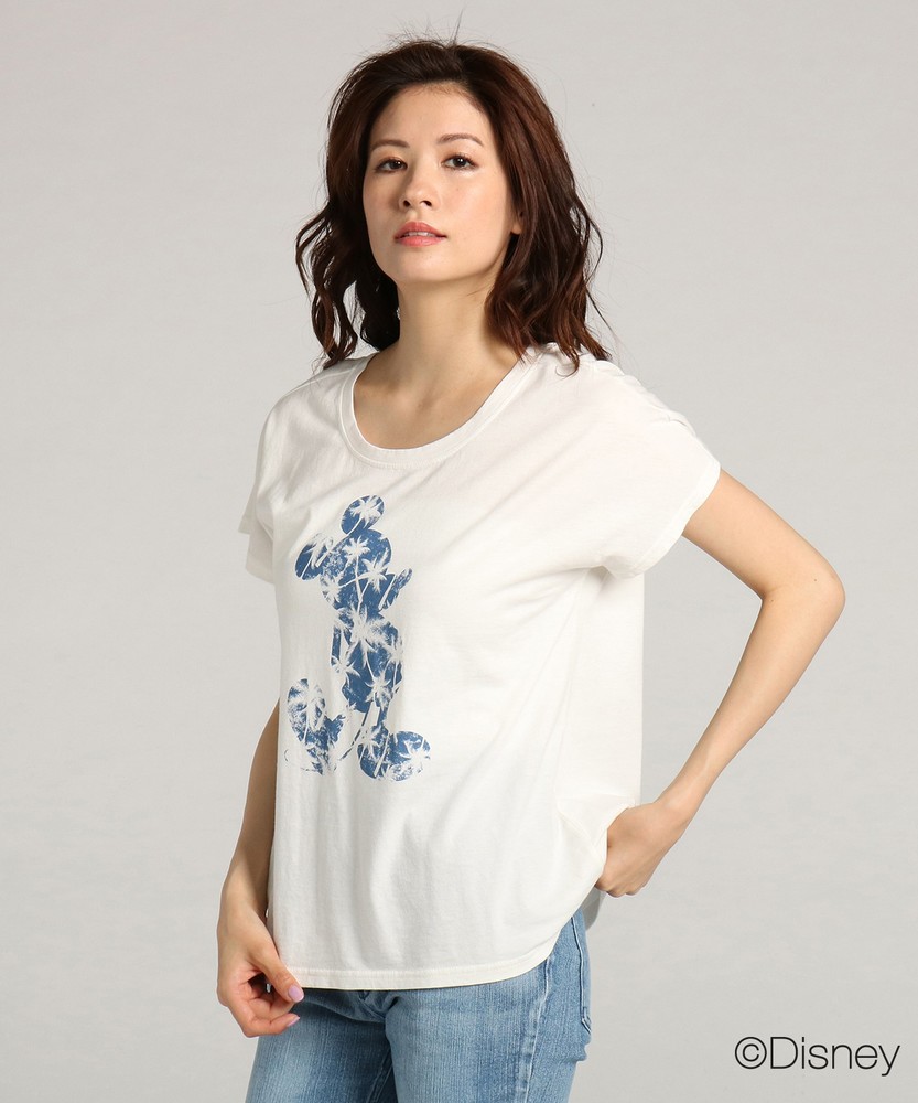 DISNEY ミッキーマウスデザイン プリントゆるTシャツ レディース ホワイト*