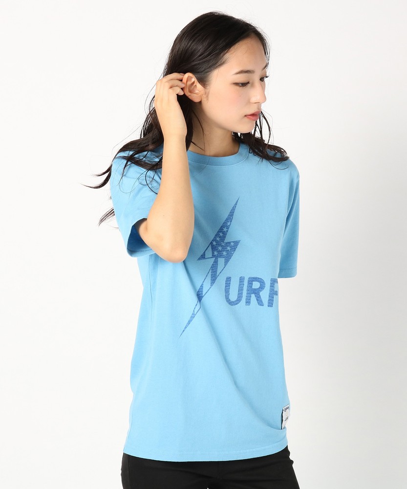 Lightning Bolt サーフロゴTシャツ レディース ブルー